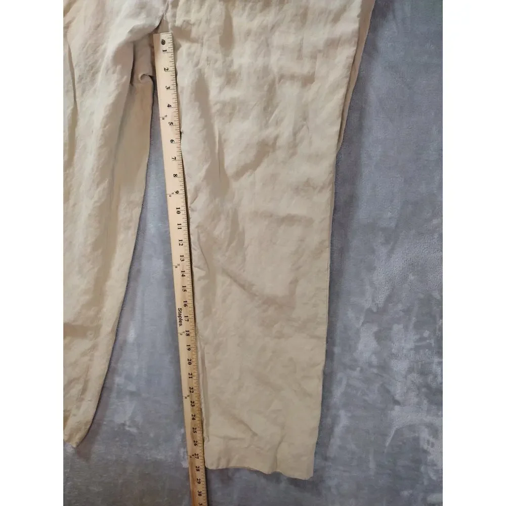 VTG Polo Ralph Lauren Dress Pants 36/30 Beige Linen Silk Formal Office Preppy
